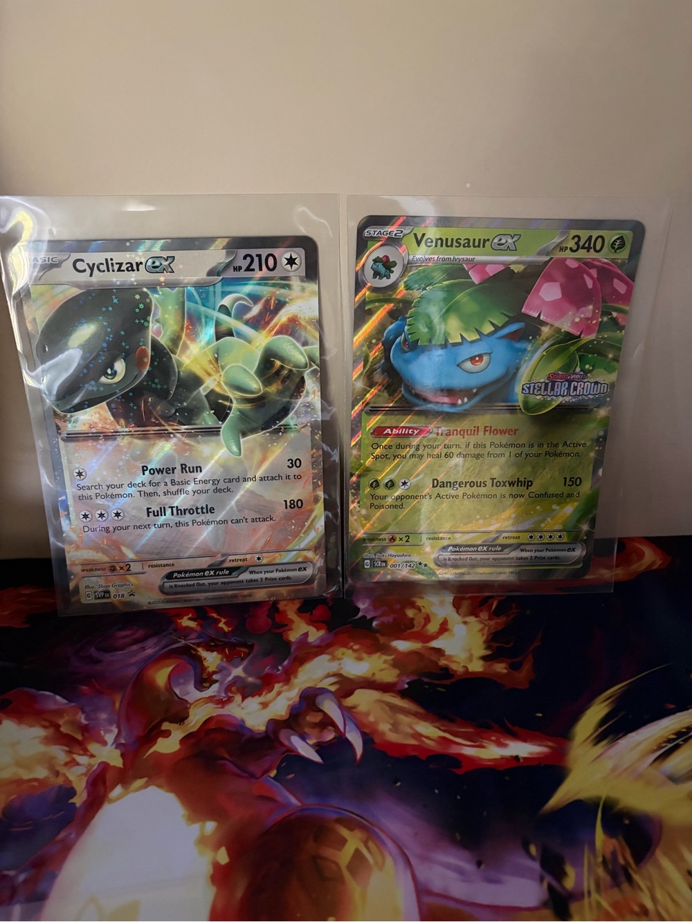 *JUMBO* Pokémon Venusaur EX & Cyclizar EX Holo Card Duo - Green / Silver